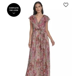 Jessica Howard Women’s Metallic Printed Surplice Gown